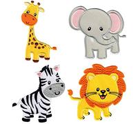 PatchMommy Safari-Tiere-Aufnäher zum Aufbügeln im 4er-Set - Bügelbild & Patch - Auch zum Aufnähen - Bestickt, Waschbar - Für Kinderkleidung, Jacken & Rucksäcke