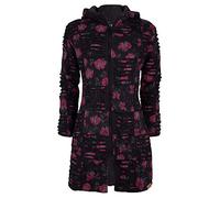 Patchwork-Kapuzenmantel Lang Damen | Hippie-Style | Modell Flower Power | Fleecefutter | Warm & Kuschelig | Goa-Jacket | Cutwork | Kapuzen-Sweatjacke | Handarbeit Nepal | Shakaloha W Petunia - XL