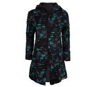 Patchwork-Kapuzenmantel Lang Damen | Hippie-Style | Modell Flower Power | Fleecefutter | Warm & Kuschelig | Goa-Jacket | Cutwork | Kapuzen-Sweatjacke | Handarbeit Nepal | Shakaloha W Petunia - XL