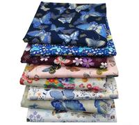 Patchwork-Stoff-Set aus reiner Baumwolle, 8 Stück, Schmetterlings-Druck, Blumen-Bastelstoff zum Nähen, Kinderkleidung und Röcke, 20 x 25 cm bis 50 x 50 cm, verschiedene Größen (50 x 50 cm)