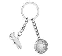 Patelai Fußball Schlüsselanhänger Mit Fußballschuh und Ball - Sportfan Anhänger Geschenk für Männer Frauen Jungen in Silber (Klassisch)