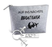 Patelai Reise Geschenk Glücksbringer Reise Filz Kosmetiktasche Schutzengel Schlüsselanhänger mit Gravur für Reisende Kulturtasche Klein Geschenke für Reisende Auslandsjahr Abschiedsgeschenk