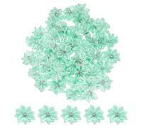 PATIKIL 1.2" Kleine Bänder Blumen 50Stk Satin Band Blumen Mini Stoff Blumen für Basteln Selbermachen Hochzeit Ornament Applikationen Hell Grün