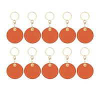PATIKIL 10 Stück Leder Schlüsselanhänger Rohlinge 55mm Sublimation Schlüsselanhänger PU Leder Schlüsselanhänger Bulk Schlüsselring Mit Ringen Für Namensschild Hund Katze Rund Orange