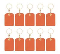 PATIKIL 10 Stück Leder Schlüsselanhänger Rohlinge 70mm Sublimation Schlüsselanhänger Rohlinge PU Leder Schlüsselanhänger Bulk Schlüsselring Mit Ringen Für Namensschild Hunde Katzen Orange