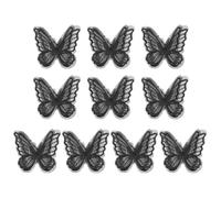 PATIKIL 10 Stück Stickerei Spitze Schmetterling Applikation, 2"x2.4" Schmetterling Aufbügler mit Doppelschicht Organza Applikationen für Kleidung Hochzeitskleiderk, Schwarz