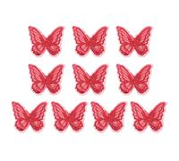 PATIKIL 10 Stück Stickerei Spitze Schmetterling Applikation, 2"x2.4" Schmetterling Aufbügler mit Doppelschicht Organza Applikationen für Kleidung Hochzeitskleiderk, Weinrot