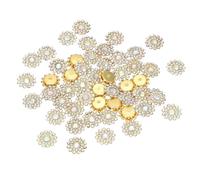 PATIKIL 100 Stück Aufnäh-Rhinestones Kristalle 14mm, 3 Schichten Nähen Blumenkralle Strass Glas Edelsteine Metallbasis für Handwerk Kleid Kleidung Gürtel Dekoration, AB Farbe