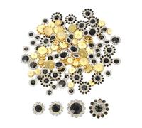 PATIKIL 100 Stück Aufnäh-Rhinestones Kristalle 14mm, 3 Schichten Nähen Blumenkralle Strass Glas Edelsteine Metallbasis für DIY Handwerk Kleid Kleidung Gürtel Dekoration, Gold/Schwarz