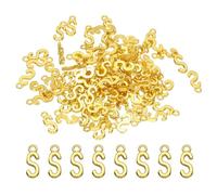 PATIKIL 100 Stück Buchstaben Anhänger Metallbuchstaben, Charme Bulk Niedlich für DIY Schmuckherstellung Ohrringe Halsketten Schlüsselanhänger Handwerk, Goldton, Buchstabe S