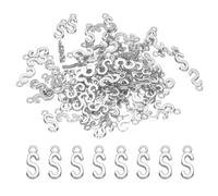 PATIKIL 100 Stück Buchstaben Anhänger Metallbuchstaben, Charme Bulk Niedlich für DIY Schmuckherstellung Ohrringe Halsketten Schlüsselanhänger Handwerk, Dunkles Silber, Buchstabe S