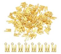 PATIKIL 100 Stück Buchstaben Anhänger Metallbuchstaben, Charme Bulk Niedlich für DIY Schmuckherstellung Ohrringe Halsketten Schlüsselanhänger Handwerk, Goldton, Buchstabe M