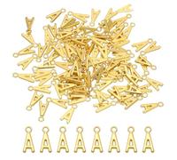 PATIKIL 100 Stück Buchstaben Anhänger Metallbuchstaben, Charme Bulk Niedlich für DIY Schmuckherstellung Ohrringe Halsketten Schlüsselanhänger Handwerk, Goldton, Buchstabe A