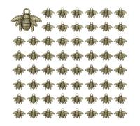 PATIKIL 100 Stück Charms Anhänger Bienen, 16 x 2.5mm Schlüsselanhänger Keychain Schmuckanhänger für Armbänd, Geschenke, Taschenzubehör, Halsketten - Dunkelbronze