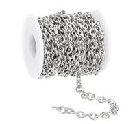 PATIKIL 16.4 Ft 304 Edelstahlkabel-Verbindungsketten, 7 mm Breite Flache Metall-Verbindungsketten Schmuckrolle Spule Bulk-Kette für Schmuckherstellung DIY Handwerk, Silber