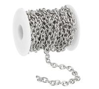 PATIKIL 16.4 Ft 304 Edelstahlkabel-Verbindungsketten, 8 mm Breite Flache Metall-Verbindungsketten Schmuckrolle Spule Bulk-Kette für Schmuckherstellung DIY Handwerk, Silber