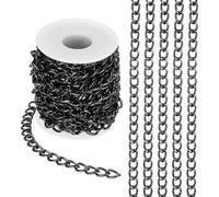 PATIKIL 16,4 Fuß Aluminium Bordketten Gedrehte Glieder, 11x8mm Bordkettenrolle Schmuckketten Bastelkette für Halskette Armband Ohrring, Schwarz