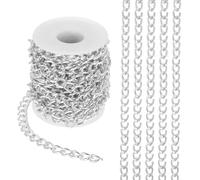 PATIKIL 16,4 Fuß Aluminium Bordketten Gedrehte Glieder, 11x8mm Bordkettenrolle Schmuckketten Bastelkette für Halskette Armband Ohrring, Silber