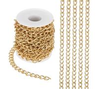 PATIKIL 16,4 Fuß Aluminium Bordketten Gedrehte Glieder, 11x8mm Bordkettenrolle Schmuckketten Bastelkette für Halskette Armband Ohrring, Gold