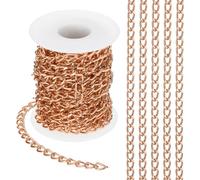 PATIKIL 16,4 Fuß Aluminium Bordketten Gedrehte Glieder, 9x6mm Bordkettenrolle Schmuck Ketten Bastelkette für Halskette Armband Ohrring, Roségold