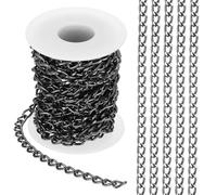 PATIKIL 16,4 Fuß Aluminium Bordketten Gedrehte Glieder, 9x6mm Bordkettenrolle Schmuckherstellungsketten Bastelkette für Halskette Armband Ohrring, Schwarz