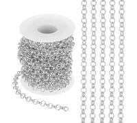 PATIKIL 16,4 Fuß Kreisverbindungskette, 6mm Kettenrolle Panzerkette Schmuck Verbindungen Spule Metallhandwerkskette für DIY-Herstellung Zubehör Halskette Armband Ohrring, Silber
