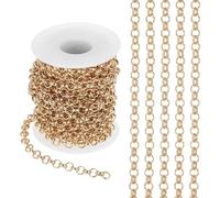 PATIKIL 16,4 Fuß Kreisverbindungskette, 6mm Kettenrolle Panzerkette Schmuck Verbindungen Spule Metallhandwerkskette Halsketten für DIY-Herstellung Zubehör Halskette Armband Ohrring, Gold