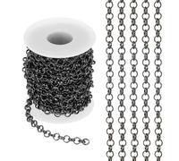 PATIKIL 16,4 Fuß Kreisverbindungskette, 6mm Kettenrolle Panzerkette Schmuck Verbindungen Spule Metallhandwerkskette für DIY-Herstellungszubehör Halskette Armband Ohrring, Schwarz