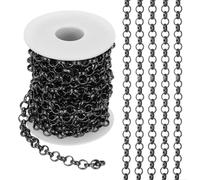 PATIKIL 16,4 Fuß Kreisverbindungskette, 8 mm Kettenrolle Panzerkette Schmuck Verbindungen Spule Metallhandwerkskette für DIY-Herstellungszubehör Halskette Armband Ohrring, Schwarz