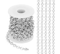 PATIKIL 16,4 Fuß Kreisverbindungskette, 8 mm Kettenrolle Panzerkette Schmuck Verbindungen Spule Metallhandwerkskette für DIY-Herstellungszubehör Halskette Armband Ohrring, Silber