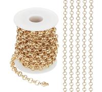 PATIKIL 16.4Ft Kreisverbindungskette, 8mm Kettenrolle Panzerkette Schmuck Verbindungen Spule Metallhandwerkskette Halsketten für DIY-Herstellungszubehör Halskette Armband Ohrring, Gold