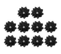 PATIKIL 2,4" Stoffbroschen Blumen, 10 Stück Stoffblumen für Broschen-Nadeln, Stoff-Applikationen für Haarbänder mit Perle für DIY-Handwerk Hochzeitsdekoration, Schwarz