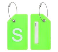 PATIKIL 2 Stück Kofferanhänger Flugreise Koffer Namensanhänger Tags mit Namensschild Adressschild Datenschutz Silkon Gepäckanhänger für Kreuzfahrten Reisetasche, Grün Buchstabe S