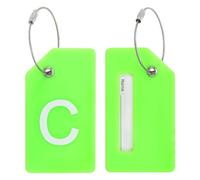 PATIKIL 2 Stück Kofferanhänger Flugreise Koffer Namensanhänger Tags mit Namensschild Adressschild Datenschutz Silkon Gepäckanhänger für Kreuzfahrten Reisetasche, Grün Buchstabe C