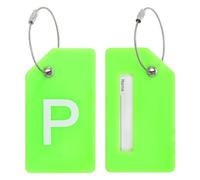 PATIKIL 2 Stück Kofferanhänger Flugreise Koffer Namensanhänger Tags mit Namensschild Adressschild Datenschutz Silkon Gepäckanhänger für Kreuzfahrten Reisetasche, Grün Buchstabe P