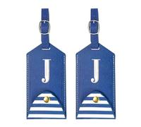 PATIKIL 2 Stück Kofferanhänger Flugreise Koffer Namensanhänger Tags mit Namensschild Adressschild Datenschutz Klappe & Druckknopf Großbuchstabe Anänger für Kreuzfahrten Reisetasche Blau