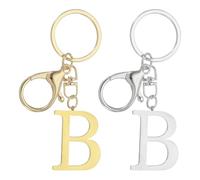 PATIKIL 2 Stück Metall Schlüsselanhänger Buchstabe B, Name Initialen Charm mit Schlüsselring, Buchstaben Anhänger Schlüsselanhänger für Damen Herren Schlüssl Tasche Dekoration, Silber/Gold