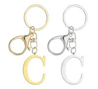 PATIKIL 2 Stück Metall Schlüsselanhänger Buchstabe C, Name Initialen Charm mit Schlüsselring, Buchstaben Anhänger Schlüsselanhänger für Damen Herren Schlüssl Tasche Dekoration, Silber/Gold