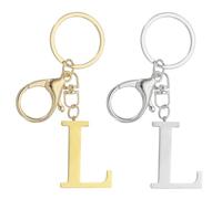 PATIKIL 2 Stück Metall Schlüsselanhänger Buchstabe L, Name Initialen Charm mit Schlüsselring, Buchstaben Anhänger Schlüsselanhänger für Damen Herren Schlüssl Tasche Dekoration, Silber/Gold
