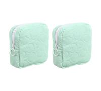 PATIKIL 2 Stück PU Makeup Taschen Quadratisch Klein Niedlich Herz Kosmetik Reißverschlussbeutel Geldbörse Wiederverwendbar Makeup Aufbewahrungsorganizer Wasserdicht Münzbeutel Hellgrün