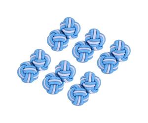 PATIKIL 3 Paar Seidenknoten Manschettenknöpfe Elastische Stoff Hemd Manschettenknöpfe Twist Knoten Kleid Zubehör Manschettenknopf für Männer Frauen Business Geschenk Hochzeit See Blau-Weiß