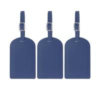 PATIKIL 3 Stück Kofferanhänger Flugreise Koffer Namensanhänger Tags mit Namensschild Adressschild Datenschutz Abdeckung PU Leder Anänger für Kreuzfahrten Reisetasche Dunkelblau