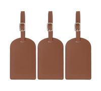 PATIKIL 3 Stück Kofferanhänger Flugreise Koffer Namensanhänger Tags mit Namensschild Adressschild Datenschutz Abdeckung PU Leder Anänger für Kreuzfahrten Reisetasche Braun