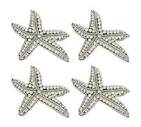 PATIKIL 4 Stk. Seestern Strass Perlen Aufnäher, Seestern Pailletten Applikation Aufnäher zum Aufnähen auf Stoff Pailletten Aufnäher für Kleidung Jeans Schuhe Hüte Jacke DIY, Schwarz