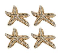 PATIKIL 4 Stk. Seestern Strass Perlen Aufnäher, Seestern Pailletten Applikation Aufnäher zum Aufnähen auf Stoff Pailletten Aufnäher für Kleidung Tasche Jeans Schuhe Hüte Jacke DIY, Gelb