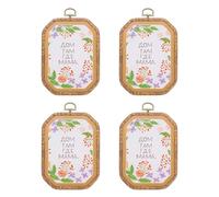 PATIKIL 4 Stück 4,7" x 3,1" Stickrahmen Rechteckige Rahmen Runde Holz Kreuzstich Stickrahmen Ring Stickständer für Embroidery Kreuzstich Stickkunst Handwerk Nähen Dekoration, Braun