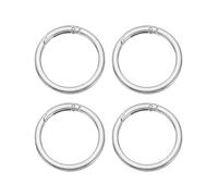 PATIKIL 4 Stück Frühling O-Ringe 1,9 Zoll Metall Runde Clips Silber-Weiß | Schlüsselringe, Schnappverschluss Schnallen, Flache Auslöser, Für Schlüsselanhänger Taschen Geldbörsen, 48mm
