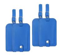 PATIKIL 4 Stück Kofferanhänger Flugreise Koffer Namensanhänger Tags mit Namensschild Adressschild Datenschutz Klappe Druckknopf PU Leder Anänger für Kreuzfahrten Reisetasche Blau