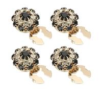 PATIKIL 4 Stück Strass-Knopfabdeckungen, 17,5 mm, dekorative Knöpfe, Clips, abnehmbares Nähset, Ersatz für Damen und Herren, DIY, Basteln, Urlaubsdekoration, Kleiderzubehör, Gold-Schwarz