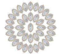 PATIKIL 40 Stück Pferdeaugen-Nähstrasssteine, 15x5mm Kristallglas-Edelsteine Metallbasis Flachrücken-Diamanten für DIY-Handwerk Nähen Hochzeitskleidung, Weiß